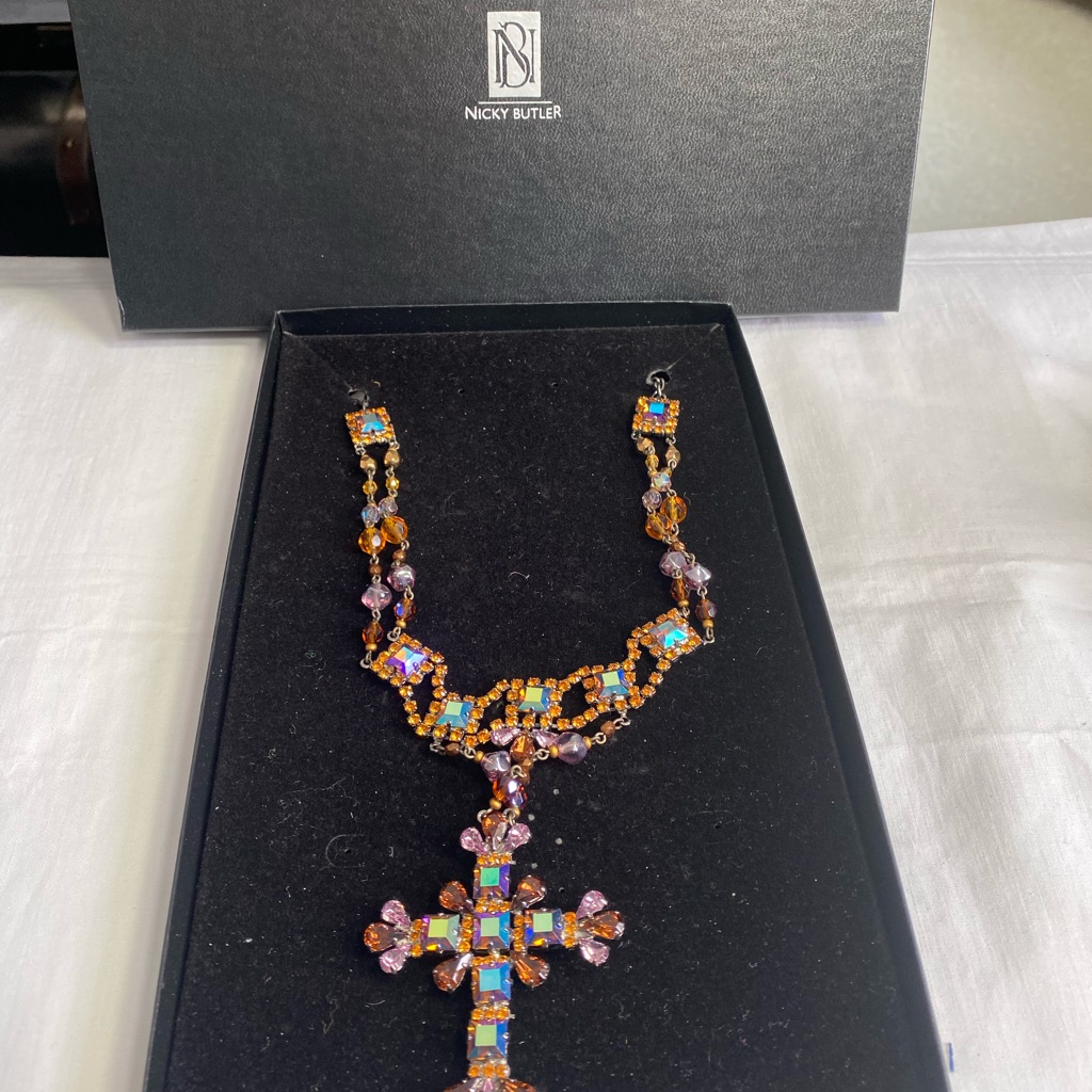 Nicky Butler Vibrant Cross Necklace Moonstones Silver Chain Necklace Nrfb